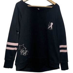 Victoria’s Secret Pink She’s a Fighter Pullover Size large sweater breast cancer